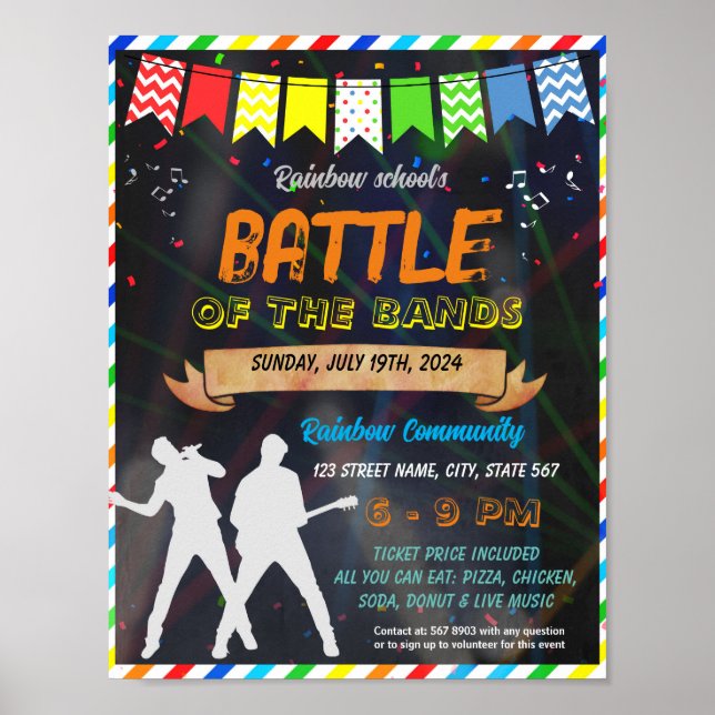 Affiche Modèle de l'événement Battle of the Bands School (Devant)