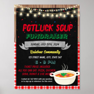 Affiche Modèle de l'événement de collecte de fonds de soup