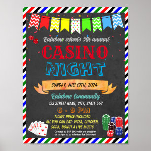 Affiche Modèle de l'événement de l'école de nuit du casino
