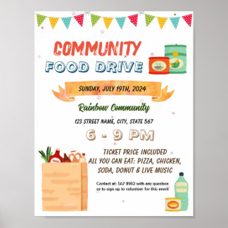 Affiche Modèle de l'événement Food Drive