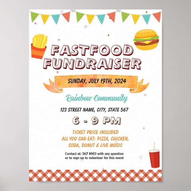 Affiche Modèle de l'événement funderaiser Hamburger (Devant)