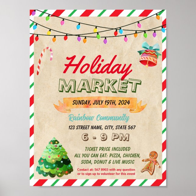 Affiche Modèle de l'événement Holiday Market (Devant)