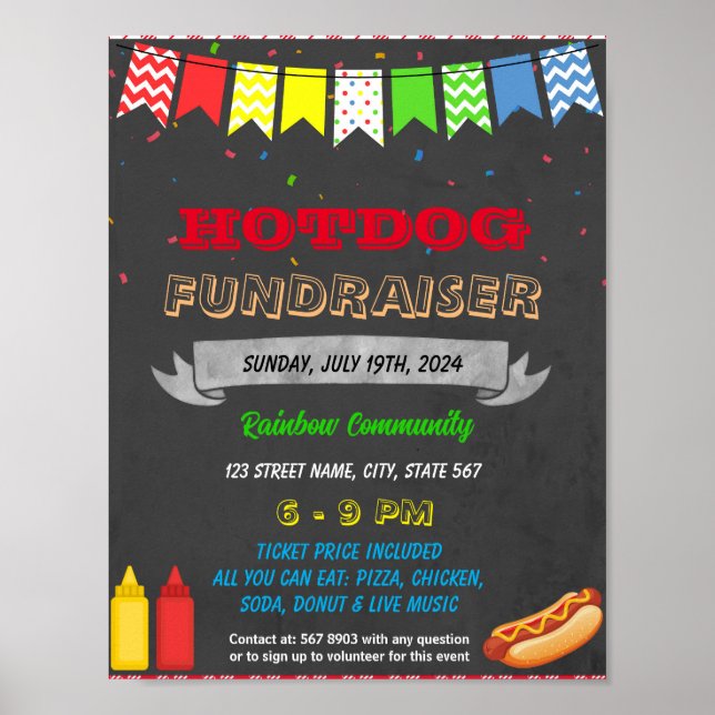 Affiche Modèle de l'événement Hot dog Fundraiser (Devant)