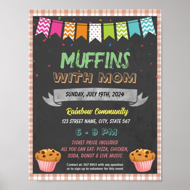 Affiche Modèle de l'événement Muffins With Mom (Devant)