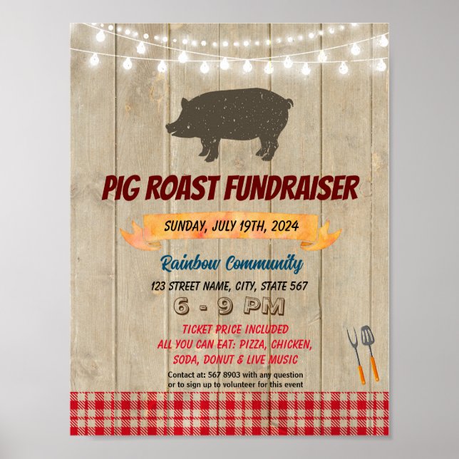 Affiche Modèle de l'événement Pig Roast Fundraiser (Devant)