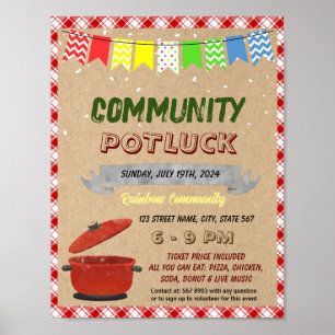 Affiche Modèle de l'événement potluck communautaire