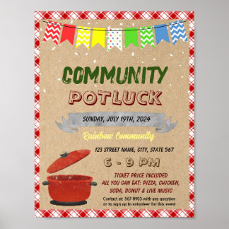 Affiche Modèle de l'événement potluck communautaire