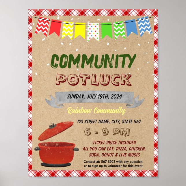 Affiche Modèle de l'événement potluck communautaire (Devant)