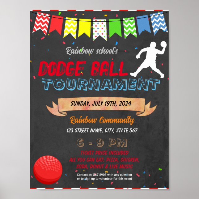 Affiche Modèle de l'événement scolaire Dodgeball (Devant)