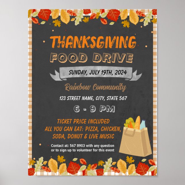 Affiche Modèle de l'événement Thanksgiving Food Drive (Devant)