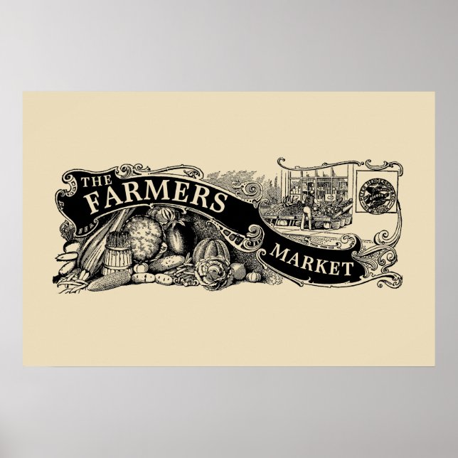 Affiche Modèle de marché de fermiers de l'ère victorienne  (Devant)