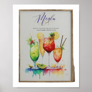 Affiche Modèle de menu de boissons mariages modernes cockt