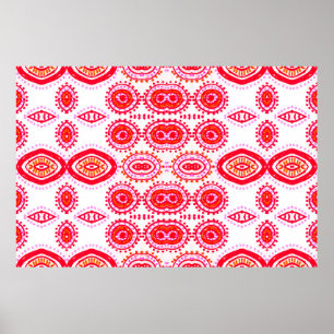 Affiche Modèle de mode contemporain. Rouge Folklore Boho G