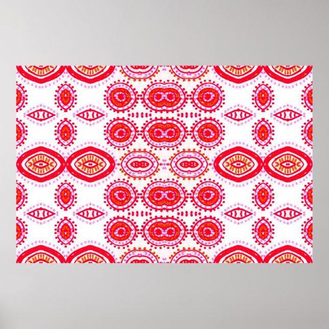 Affiche Modèle de mode contemporain. Rouge Folklore Boho G (Devant)