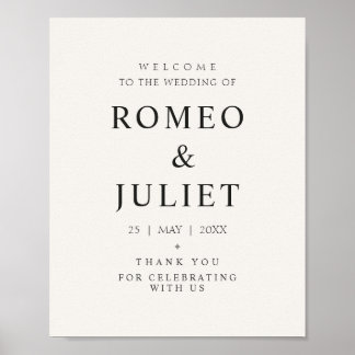 Affiche Modèle de panneau de bienvenue de mariage minimal