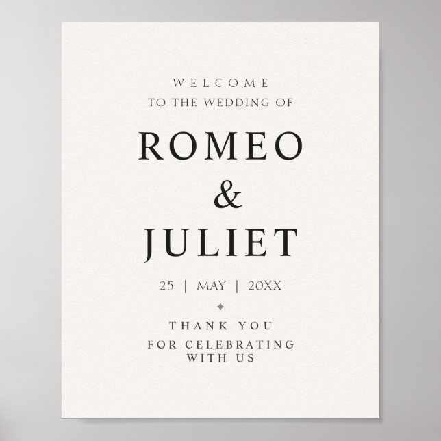 Affiche Modèle de panneau de bienvenue de mariage minimal (Devant)