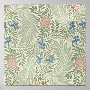 Affiche Modèle de papier peint floral Larkspur de William