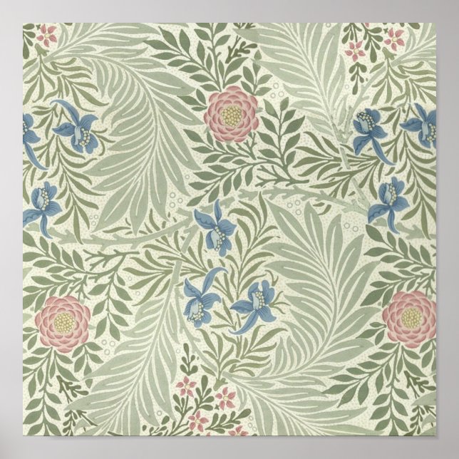 Affiche Modèle de papier peint floral Larkspur de William  (Devant)