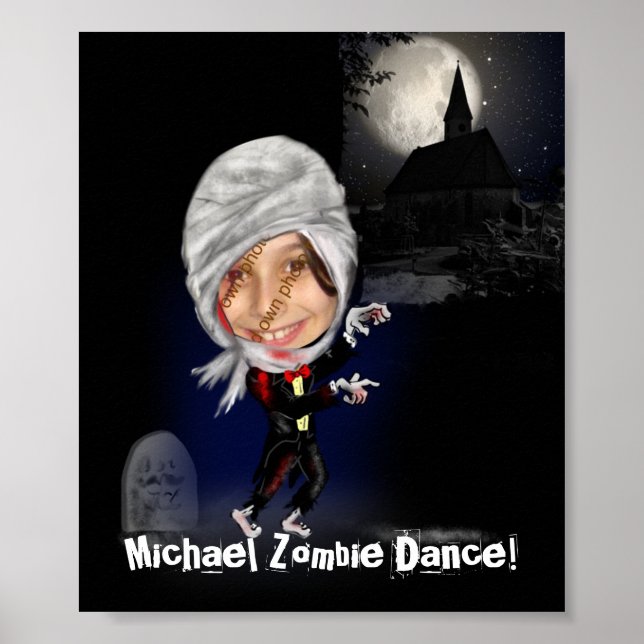 Affiche Modèle de photo caricature de zombie amusant - cad (Devant)