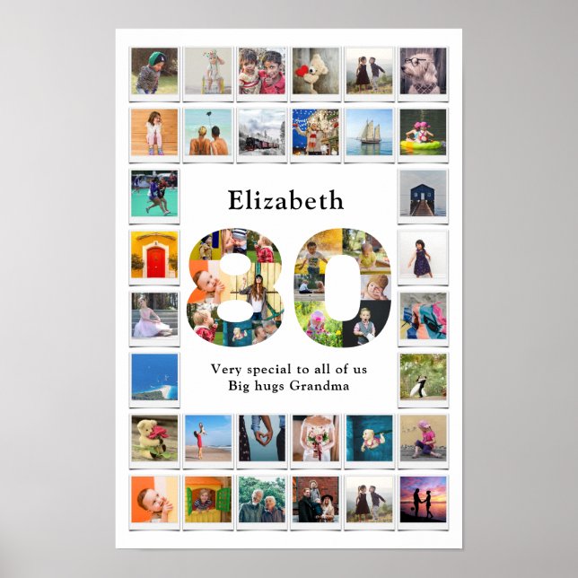 Affiche Modèle de photo de famille pour 80e anniversaire - (Devant)