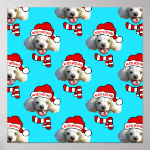 Affiche Modèle de photo personnalisée de chien de Noël ave