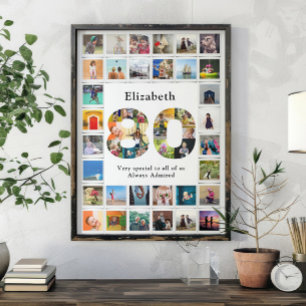 Affiche Modèle de photo pour 80e anniversaire