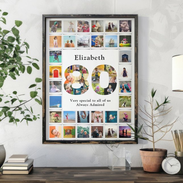 Affiche Modèle de photo pour 80e anniversaire (Personalized 80th birthday poster with family photo collage template.)