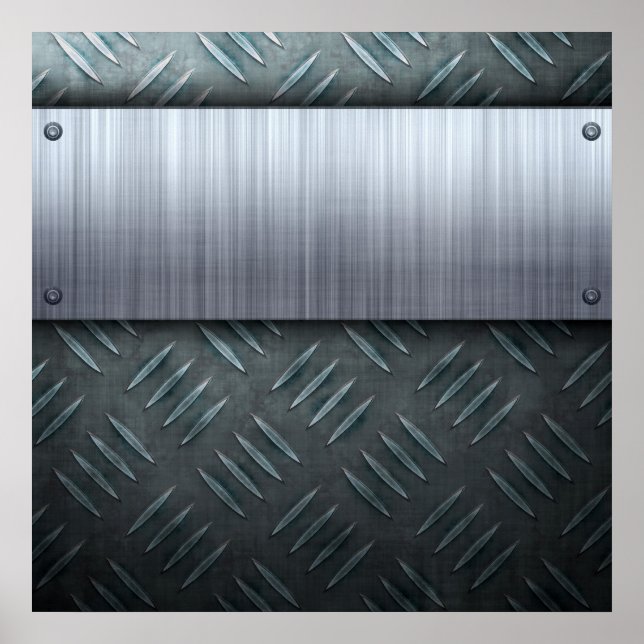 Affiche Modèle de plaque de diamant en métal brossé (Devant)