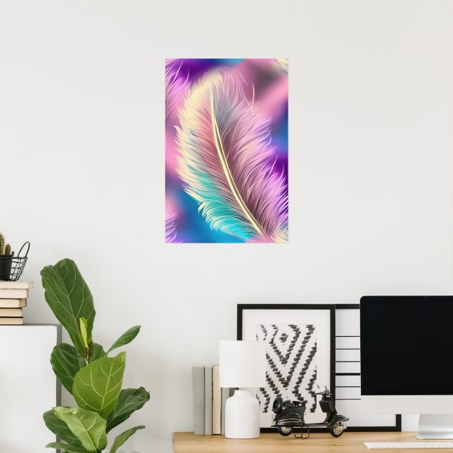 Affiche Modèle de plume d'oiseaux - variation sur une plum (Bureau à domicile)