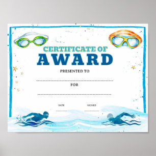 Affiche modèle de prix de réussite en natation modifiable