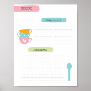 Affiche Modèle de recette A4 (téléchargement instantané)