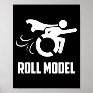 Affiche Modèle de rouleau cool _ Personne handicapée drôle