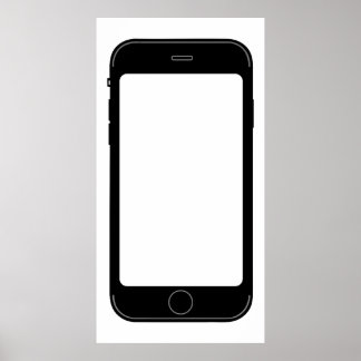 Affiche Modèle de téléphone mobile simple noir et blanc