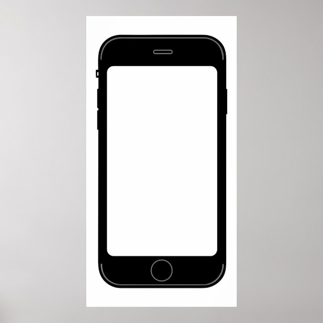 Affiche Modèle de téléphone mobile simple noir et blanc (Devant)