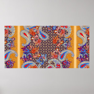 Affiche Modèle d'écharpe multicolore Paisley