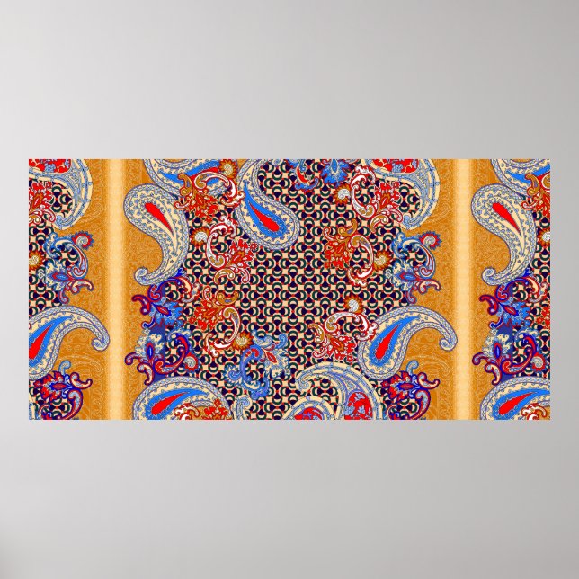 Affiche Modèle d'écharpe multicolore Paisley (Devant)