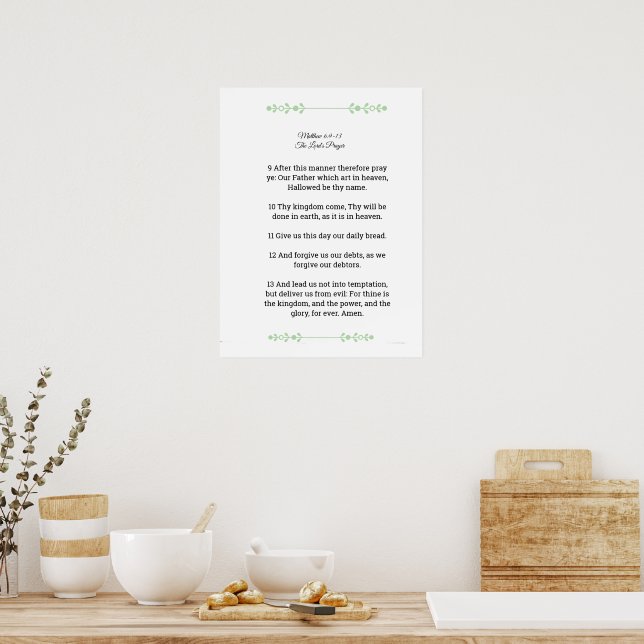 Affiche Modèle d'Écriture, Le Notre Père, noir  (Cuisine)