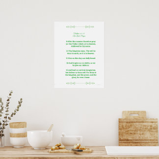 Affiche Modèle d'Écriture, Le Notre Père, vert