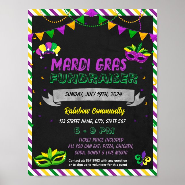 Affiche Modèle d'événement Mardi Gras (Devant)