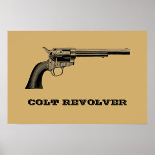 Affiche Modèle d'illustration de revolver Colt antique