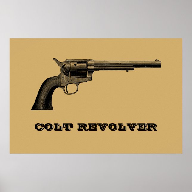 Affiche Modèle d'illustration de revolver Colt antique (Devant)