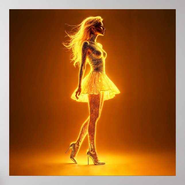 Affiche Modèle d'imaginaire radiant lumineux doré (Devant)