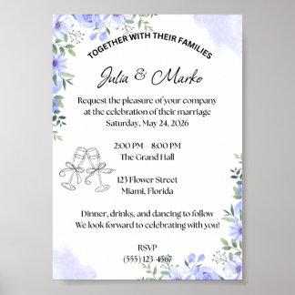 Affiche Modèle d'invitation de mariage romantique