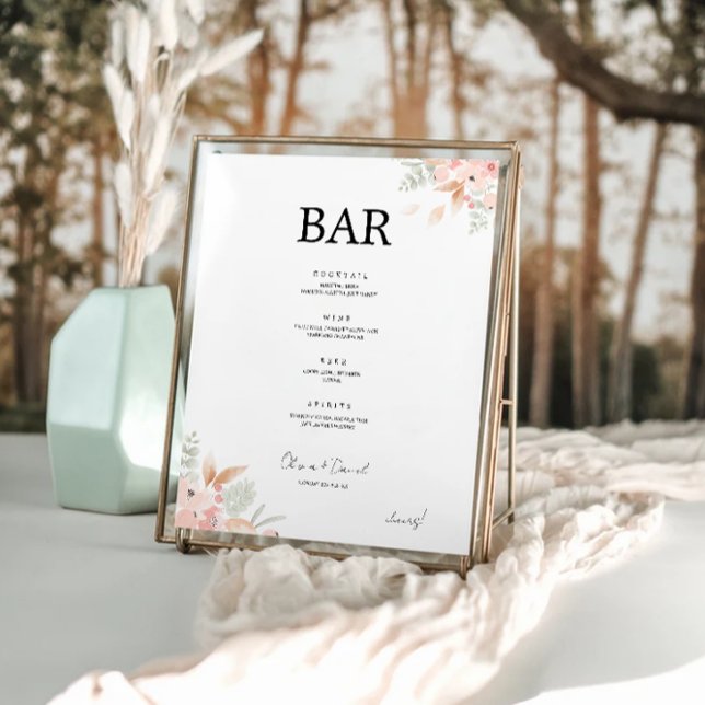 Affiche Modèle du menu de la barre de Mariage fleur sauvag (Créateur téléchargé)