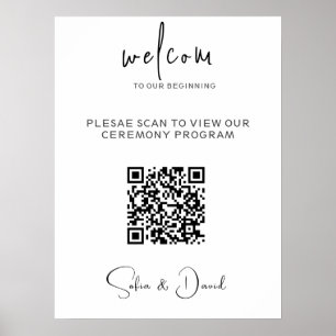 Affiche Modèle du programme de mariage du code QR, Mariage