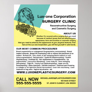 Affiche Modèle floral chic moderne, Chirurgien/Chirurgie p