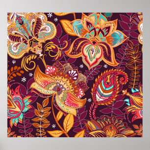 Affiche Modèle floral de style marguerite coloré