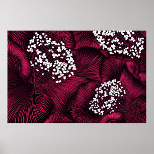 Affiche Modèle floral dessiné à la main avec fleurs de cam