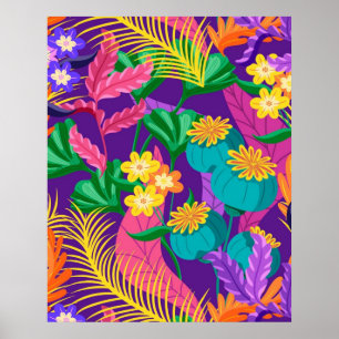 Affiche Modèle floral exotique coloré-23148