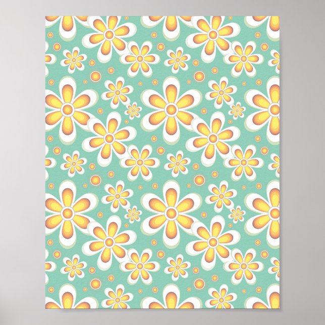 Affiche Modèle floral jaune (Devant)